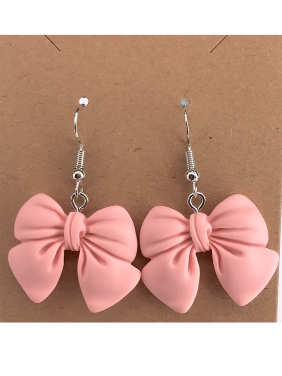 Fashion Jewelry Jewelry - Resin Pink Bow Earrings Fashion Jewelry